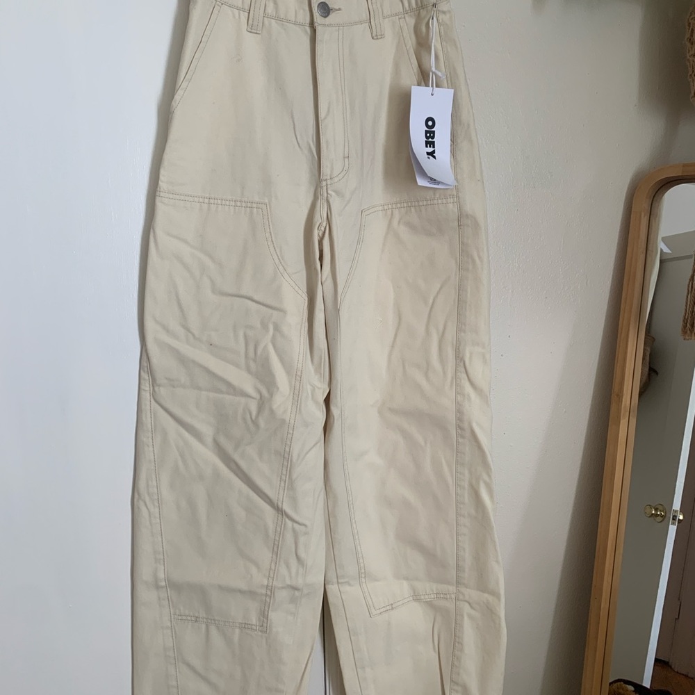 Obey Tami Pants | Baggy Wide Leg Fit with Double Knees | Women's XS